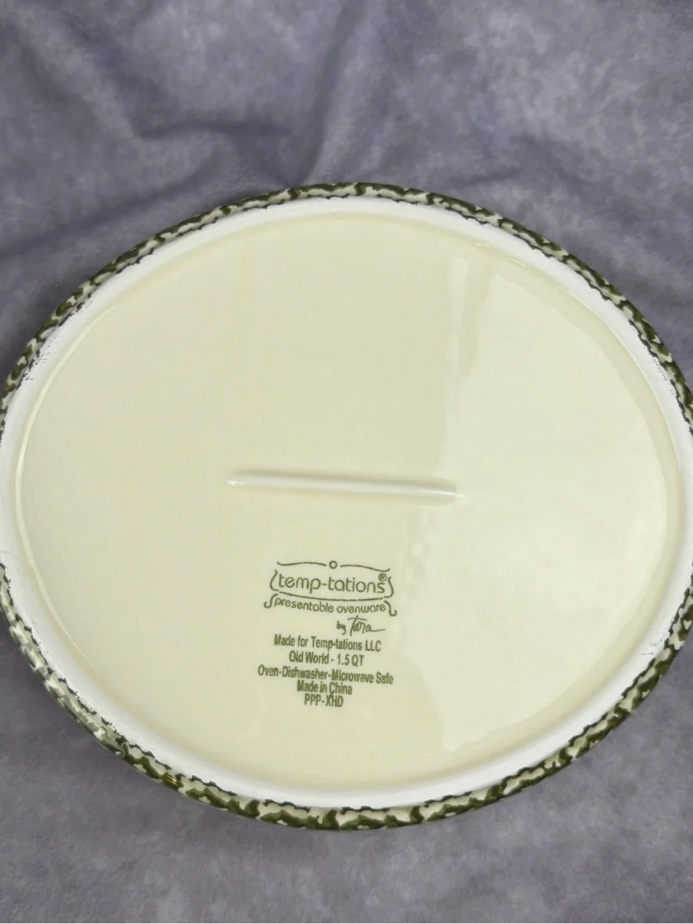 Temp-Tations By Tara Covered Hen Casserole Dish Old World Green 1.5 Qt W/Basket